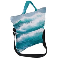 Waves Ocean Sea Tsunami Nautical 4 Fold Over Handle Tote Bag