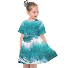 Waves Ocean Sea Tsunami Nautical 4 Kids  Sailor Dress