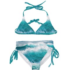 Waves Ocean Sea Tsunami Nautical 4 Kids  Classic Bikini Set by Jancukart