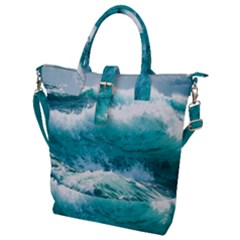 Waves Ocean Sea Tsunami Nautical 4 Buckle Top Tote Bag