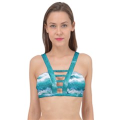 Waves Ocean Sea Tsunami Nautical 4 Cage Up Bikini Top