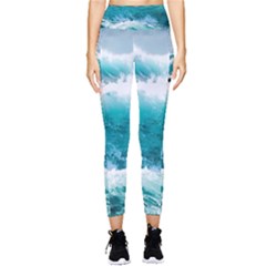 Waves Ocean Sea Tsunami Nautical 4 Pocket Leggings 