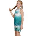 Waves Ocean Sea Tsunami Nautical 4 Kids  Halter Collar Waist Tie Chiffon Dress View2