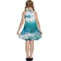 Waves Ocean Sea Tsunami Nautical 4 Kids  Halter Collar Waist Tie Chiffon Dress View4