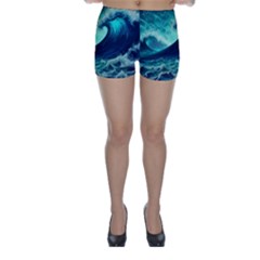 Waves Ocean Sea Tsunami Nautical Skinny Shorts