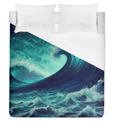 Waves Ocean Sea Tsunami Nautical Duvet Cover (queen Size) by Jancukart