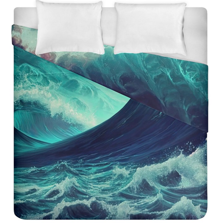 Waves Ocean Sea Tsunami Nautical Duvet Cover Double Side (King Size)