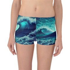 Waves Ocean Sea Tsunami Nautical Reversible Boyleg Bikini Bottoms by Jancukart