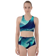 Waves Ocean Sea Tsunami Nautical Racer Back Bikini Set by Jancukart