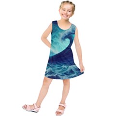 Waves Ocean Sea Tsunami Nautical Kids  Tunic Dress