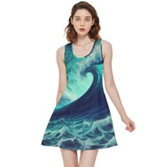 Waves Ocean Sea Tsunami Nautical Inside Out Reversible Sleeveless Dress by Jancukart