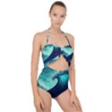 Waves Ocean Sea Tsunami Nautical Scallop Top Cut Out Swimsuit View1