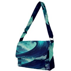 Waves Ocean Sea Tsunami Nautical Full Print Messenger Bag (s)