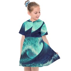 Waves Ocean Sea Tsunami Nautical Kids  Sailor Dress by Jancukart