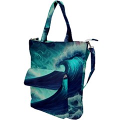 Waves Ocean Sea Tsunami Nautical Shoulder Tote Bag by Jancukart