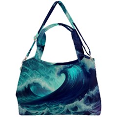 Waves Ocean Sea Tsunami Nautical Double Compartment Shoulder Bag by Jancukart