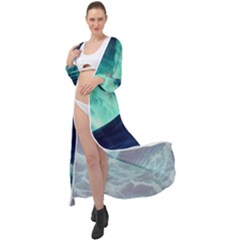 Waves Ocean Sea Tsunami Nautical Maxi Chiffon Beach Wrap by Jancukart