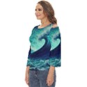 Waves Ocean Sea Tsunami Nautical Cut Out Wide Sleeve Top View2