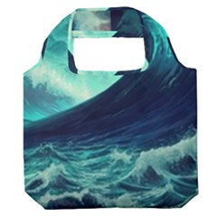 Waves Ocean Sea Tsunami Nautical Premium Foldable Grocery Recycle Bag by Jancukart