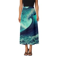 Waves Ocean Sea Tsunami Nautical Classic Midi Chiffon Skirt by Jancukart