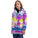 Tsunami Waves Ocean Sea Nautical Nature Water Blue Water Kid s Hooded Longline Puffer Jacket View3