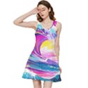 Tsunami Waves Ocean Sea Nautical Nature Water Blue Water Inside Out Racerback Dress View3