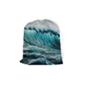 Tsunami Waves Ocean Sea Nautical Nature Water Blue Black Drawstring Pouch (Medium) View1