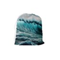 Tsunami Waves Ocean Sea Nautical Nature Water Blue Black Drawstring Pouch (Medium) View2