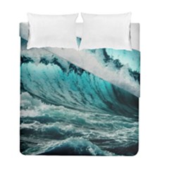 Tsunami Waves Ocean Sea Nautical Nature Water Blue Black Duvet Cover Double Side (full/ Double Size)