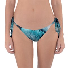 Tsunami Waves Ocean Sea Nautical Nature Water Blue Black Reversible Bikini Bottoms by Jancukart