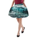 Tsunami Waves Ocean Sea Nautical Nature Water Blue Black A-Line Pocket Skirt View1