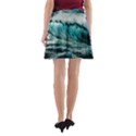 Tsunami Waves Ocean Sea Nautical Nature Water Blue Black A-Line Pocket Skirt View2