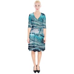 Tsunami Waves Ocean Sea Nautical Nature Water Blue Black Wrap Up Cocktail Dress