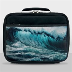 Tsunami Waves Ocean Sea Nautical Nature Water Blue Black Lunch Bag