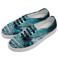 Tsunami Waves Ocean Sea Nautical Nature Water Blue Black Women s Classic Low Top Sneakers