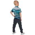 Tsunami Waves Ocean Sea Nautical Nature Water Blue Black Kids  Polo Tee View2