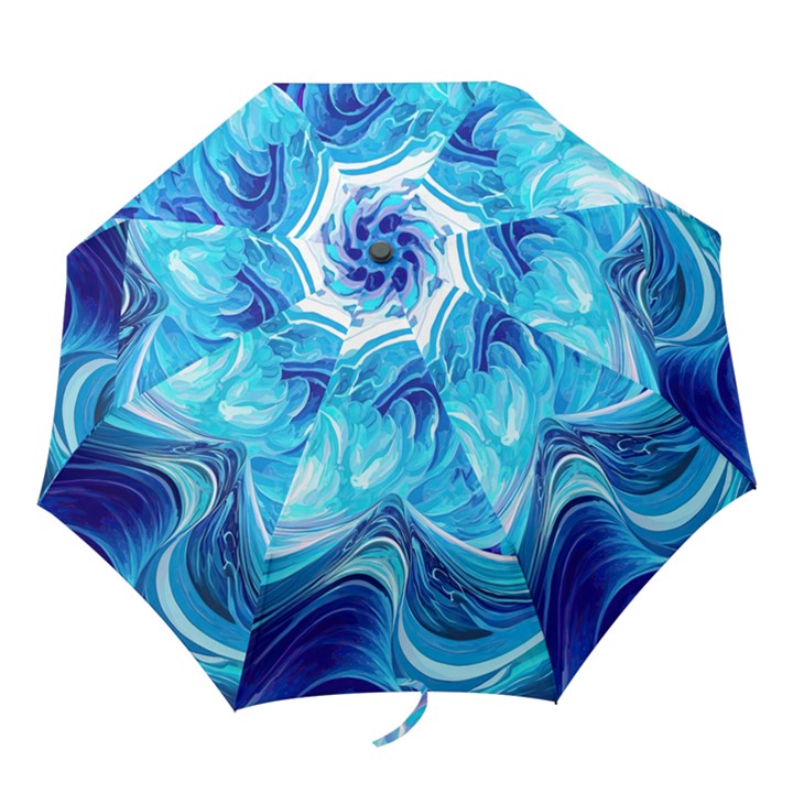 Tsunami Waves Ocean Sea Nautical Nature Abstract Blue Water Folding Umbrellas