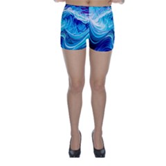 Tsunami Waves Ocean Sea Nautical Nature Abstract Blue Water Skinny Shorts by Jancukart