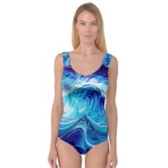 Tsunami Waves Ocean Sea Nautical Nature Abstract Blue Water Princess Tank Leotard  by Jancukart