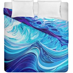 Tsunami Waves Ocean Sea Nautical Nature Abstract Blue Water Duvet Cover Double Side (king Size) by Jancukart