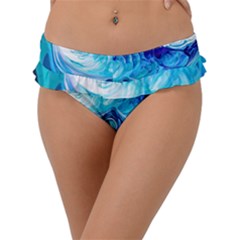 Tsunami Waves Ocean Sea Nautical Nature Abstract Blue Water Frill Bikini Bottoms by Jancukart