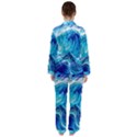 Tsunami Waves Ocean Sea Nautical Nature Abstract Blue Water Women s Long Sleeve Satin Pajamas Set	 View2