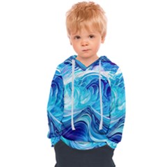 Tsunami Waves Ocean Sea Nautical Nature Abstract Blue Water Kids  Overhead Hoodie