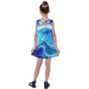 Tsunami Waves Ocean Sea Nautical Nature Abstract Blue Water Kids  Cross Back Dress View2