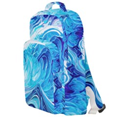 Tsunami Waves Ocean Sea Nautical Nature Abstract Blue Water Double Compartment Backpack by Jancukart