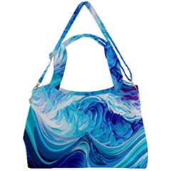 Tsunami Waves Ocean Sea Nautical Nature Abstract Blue Water Double Compartment Shoulder Bag by Jancukart