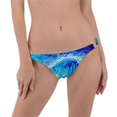 Tsunami Waves Ocean Sea Nautical Nature Abstract Blue Water Ring Detail Bikini Bottoms