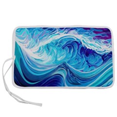 Tsunami Waves Ocean Sea Nautical Nature Abstract Blue Water Pen Storage Case (s) by Jancukart