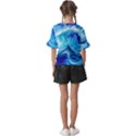 Tsunami Waves Ocean Sea Nautical Nature Abstract Blue Water Kids  V-Neck Horn Sleeve Blouse View2