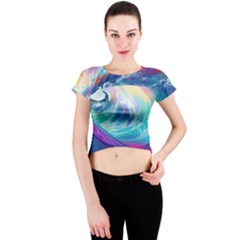 Waves Ocean Sea Tsunami Nautical Nature Water Crew Neck Crop Top